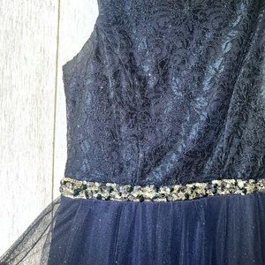Navy blue sparkly prom dress
